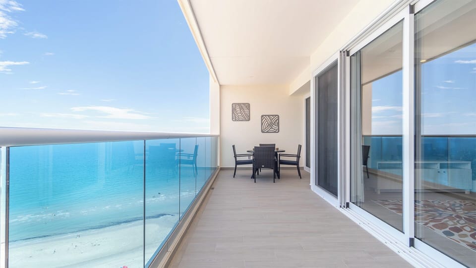 The balcony is spacious