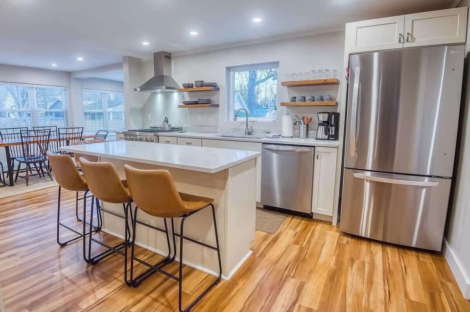 Fully equipped kitchen for cooking meals and gathering together