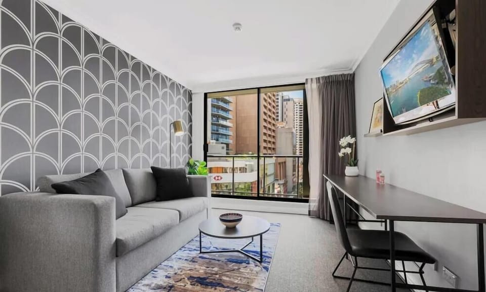 Comfortable living space with sofa bed – available upon request