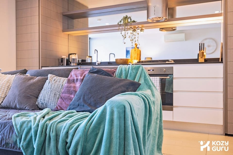 Comfortable living space with sofa bed – available upon request