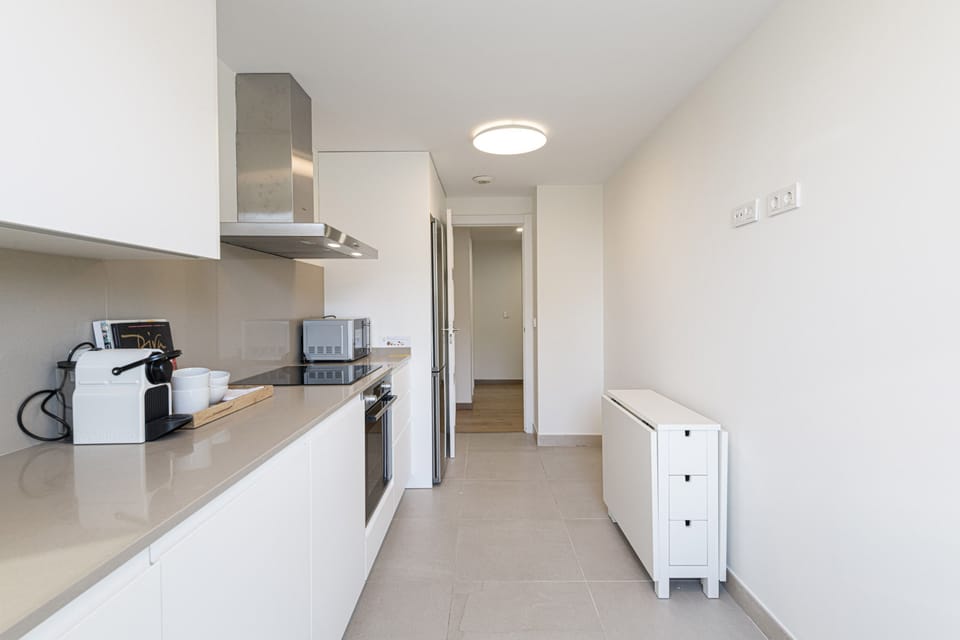 Luxury Apartment, City View | Private kitchen | Full-size fridge, microwave, oven, stovetop