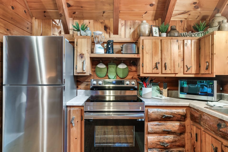 Stainless steel appliances, oven, with electric hob, microwave and dishwasher