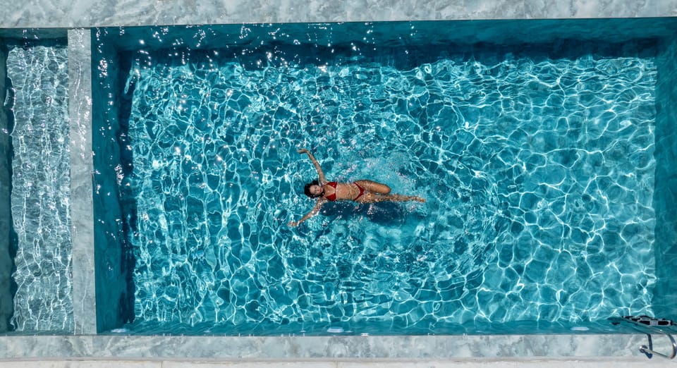 Dive into serenity in the outdoor 45m² pool with sweeping countryside views.