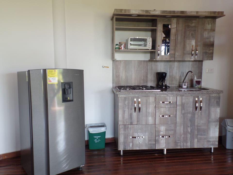 Fridge, dishwasher, cookware/dishes/utensils