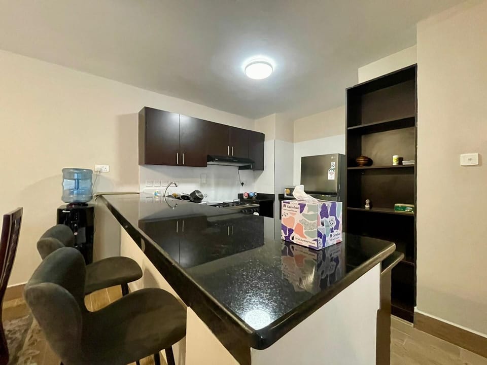 Apartment | Private kitchen | Fridge, microwave, oven, stovetop