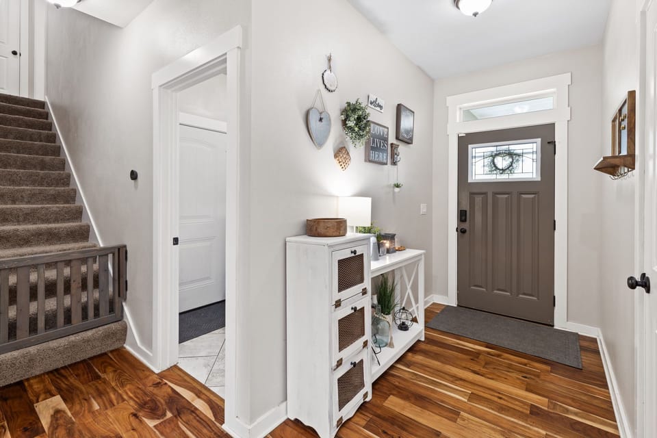 Front Entry Way- Stairway leads to additional sleeping space. 