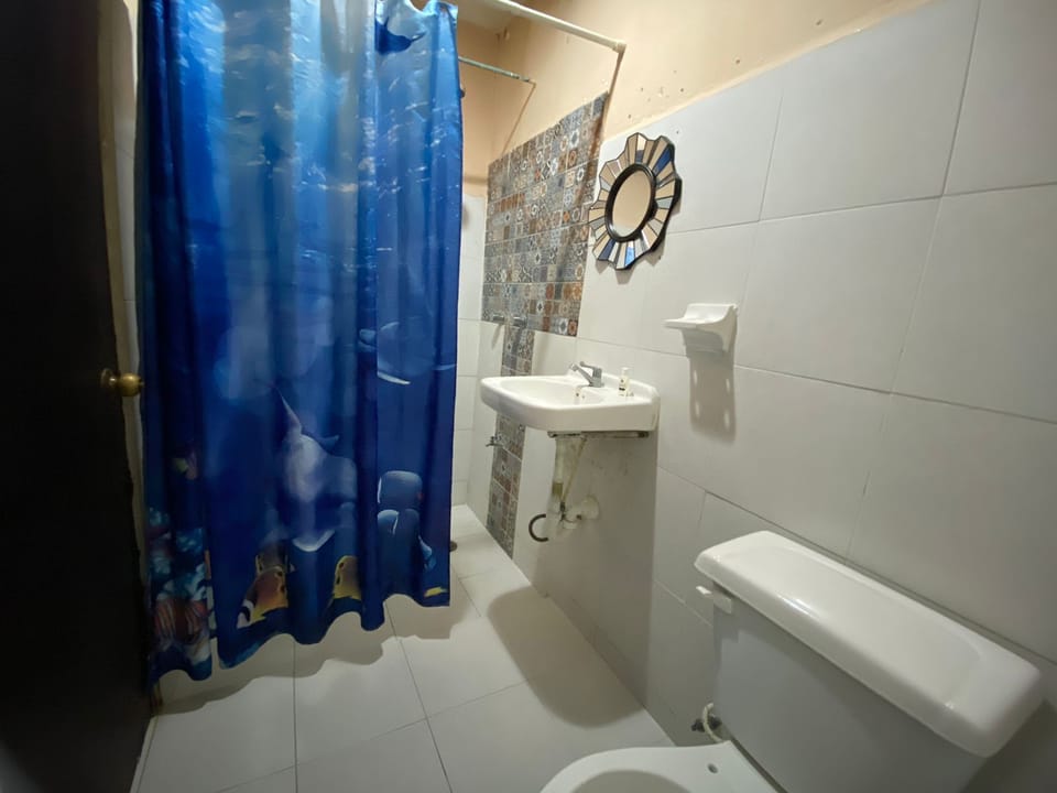 Basic Room, 2 Double Beds, Courtyard View | Bathroom | Shower, towels, soap, shampoo