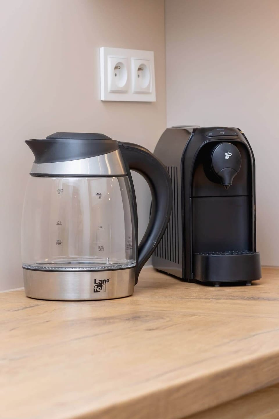 Tea and coffee making facilities - electric kettle and coffee machine.