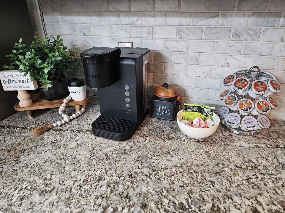 Coffee Bar with Starbucks Coffee, Creamer, Black & Green Tea