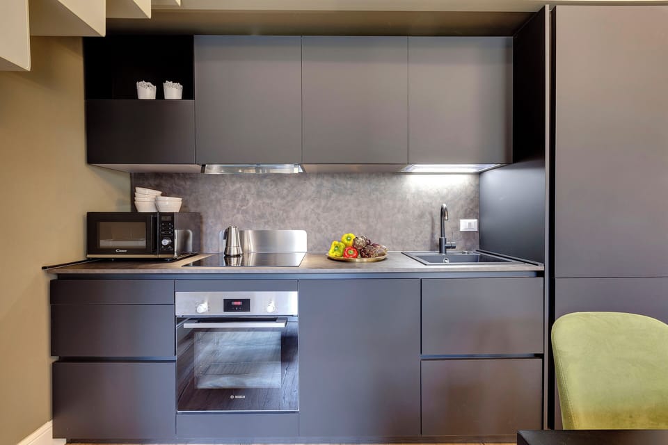 Apartment | Private kitchenette | Fridge, microwave, dishwasher, electric kettle