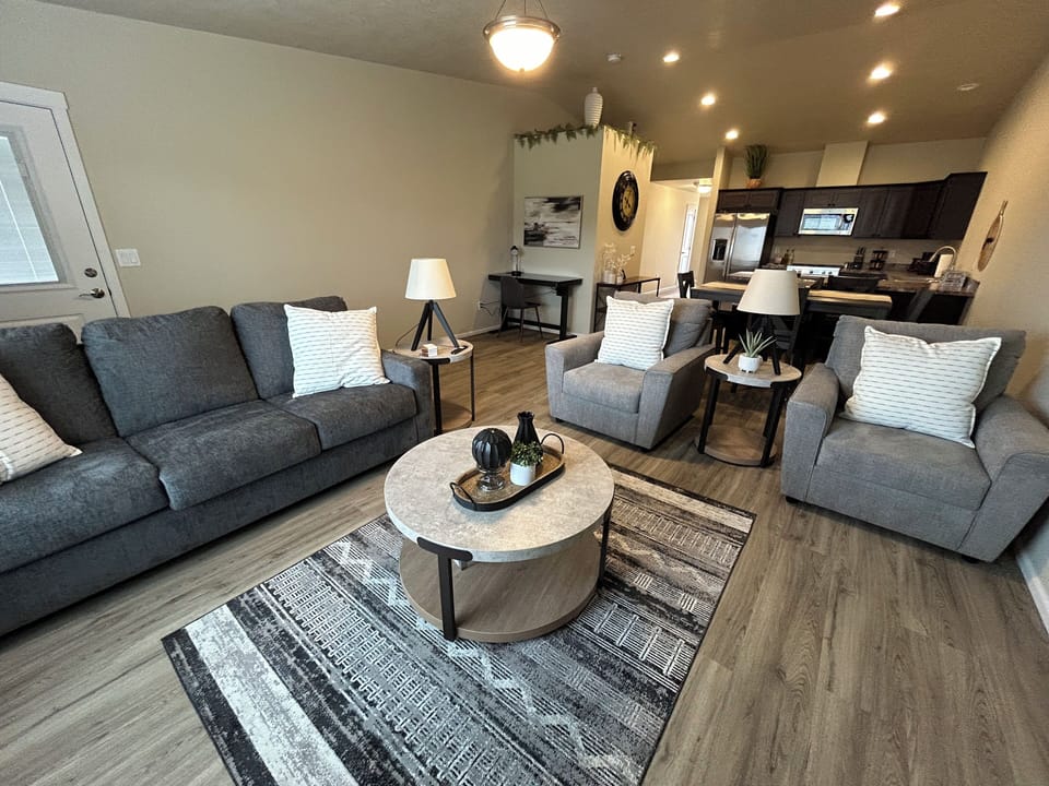 Comfortable Living Room with 65 Inch Smart TV.  Queen Sofa Sleeper.