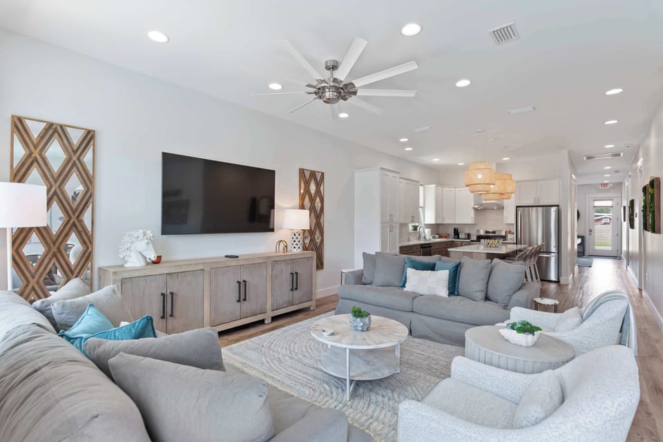 Inviting living room w/ layered seating & a relaxed, open layout