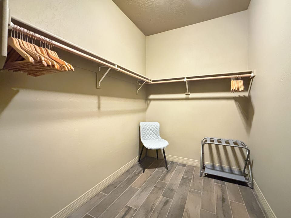 Huge walk-in closet attached to the master