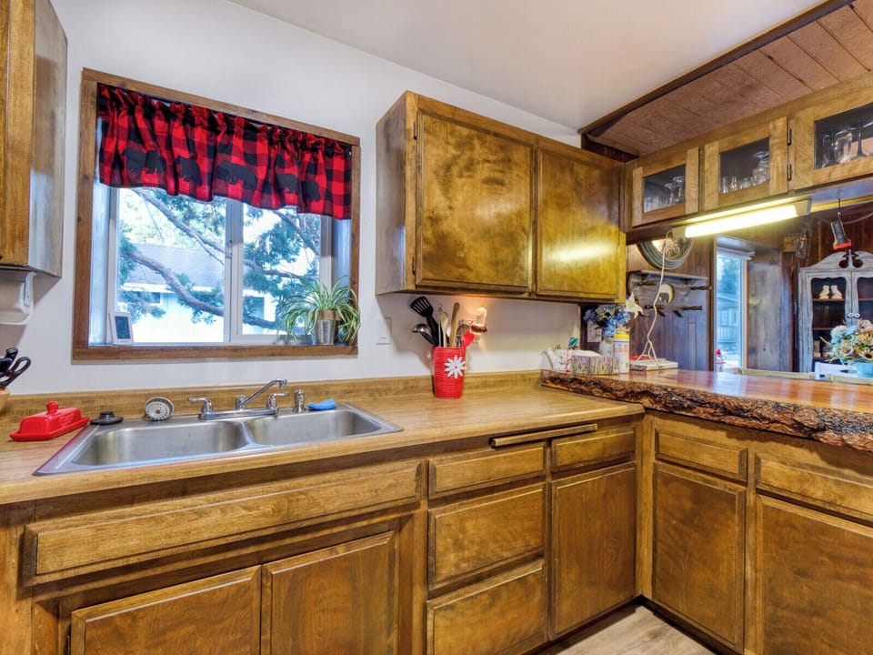 Full Kitchen, Keurig, pots and pans, silverware,plates, and dishes.