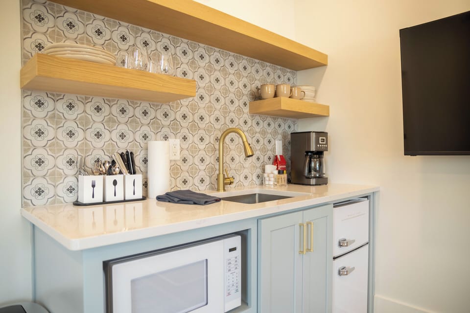 Kitchenette with microwave, mini-fridge and coffee maker