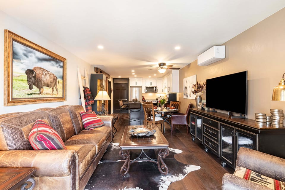 Comfortable mountain furnishings  and smart TV