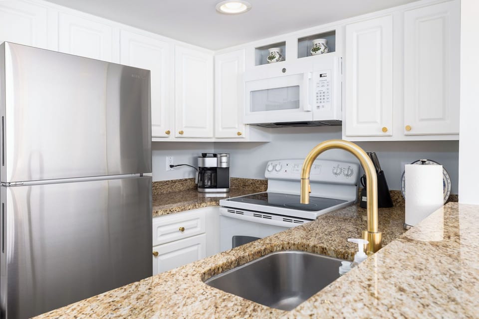 Freshly updated kitchen with beautiful fixtures