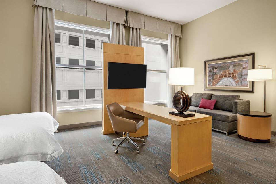 In-room safe, desk, laptop workspace, iron/ironing board