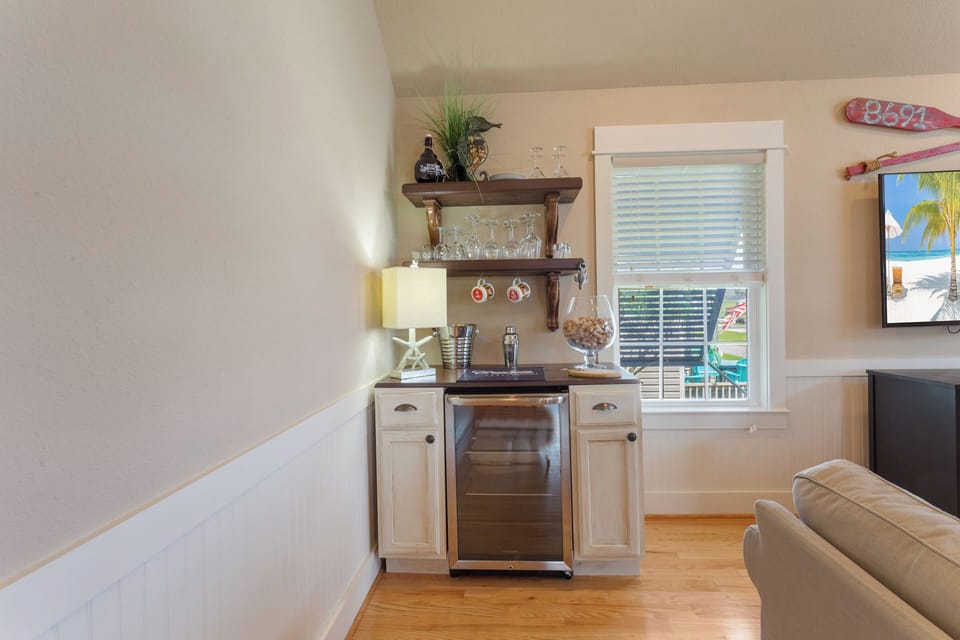 A Wet Bar is great for snacks and drinks all day long.