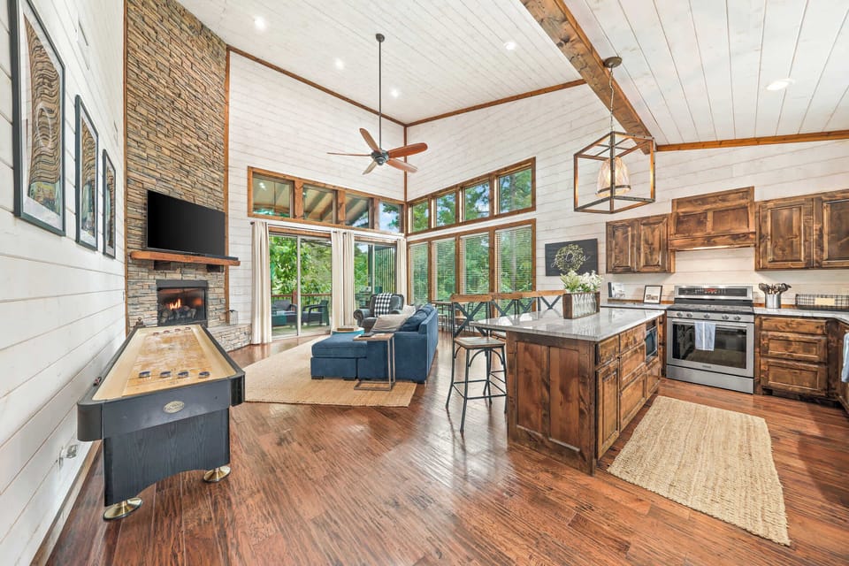 When you're not listening to the whispers of nature outside, you can relax in the cabin's expansive and welcoming spaces.
