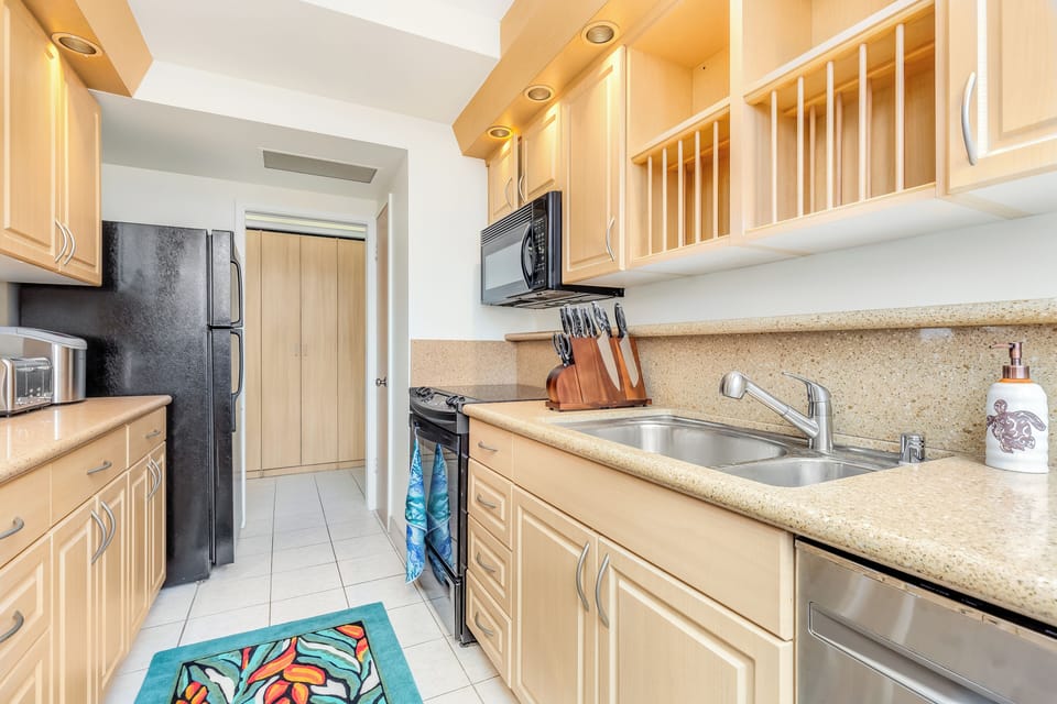 Step into our fully equipped kitchen