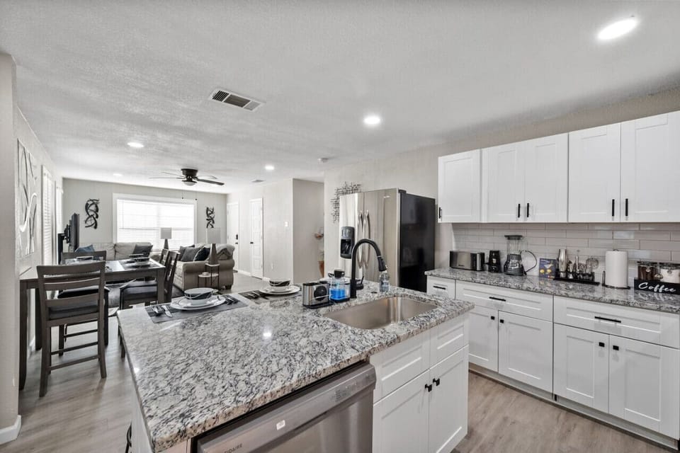 Full Kitchen stocked with cooking utensils and all appliances you need for a great meal