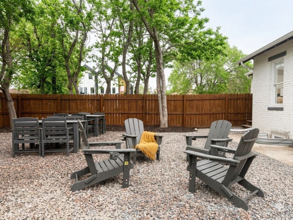 Relax and unwind in the Adirondack chairs
