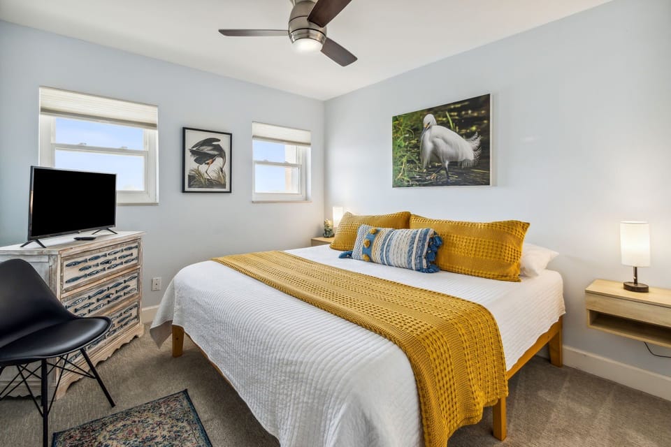 King Guest Room with TV and Dresser