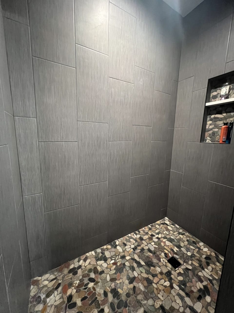 Walk in shower. Can we talk about this lux tile for a minute. Enjoy your spa shower.