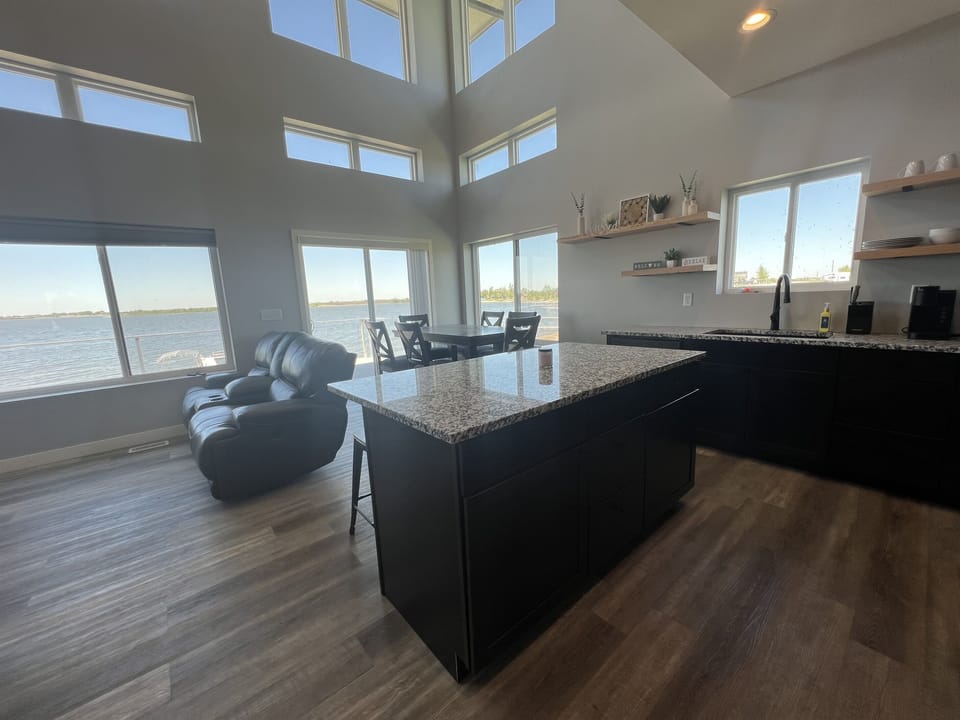 More seating that the island allows for flexible seating for meal time.