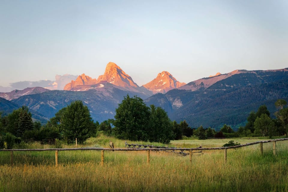 Stunning evening alpenglow views are often highlighted by the local wildlife.