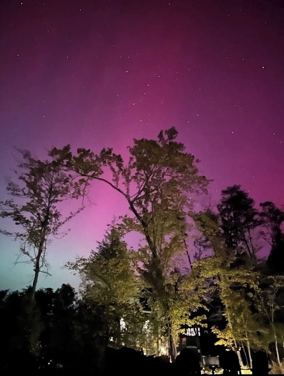 AMAZING view of the northern lights against the property taken by our guests.