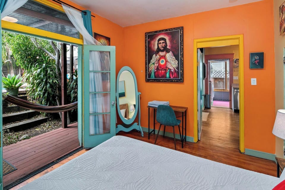 Bedroom 3, Direct pool access, corner windows, and smart TV for relaxed views