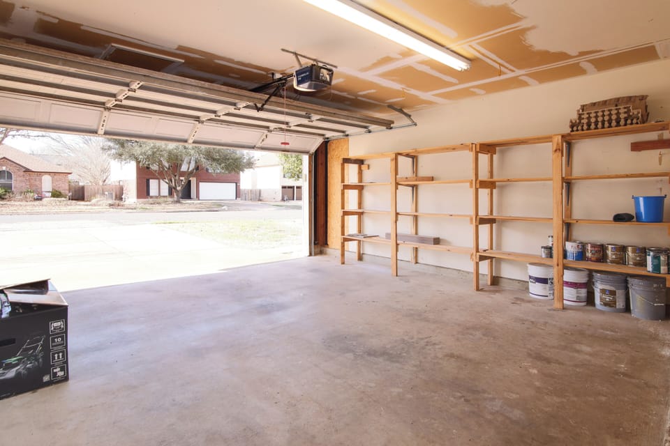 Our two car garage is perfect for keeping your vehicles secure. We have remote controls for easy in and out access.  There is room to park 2 more cars in the driveway.