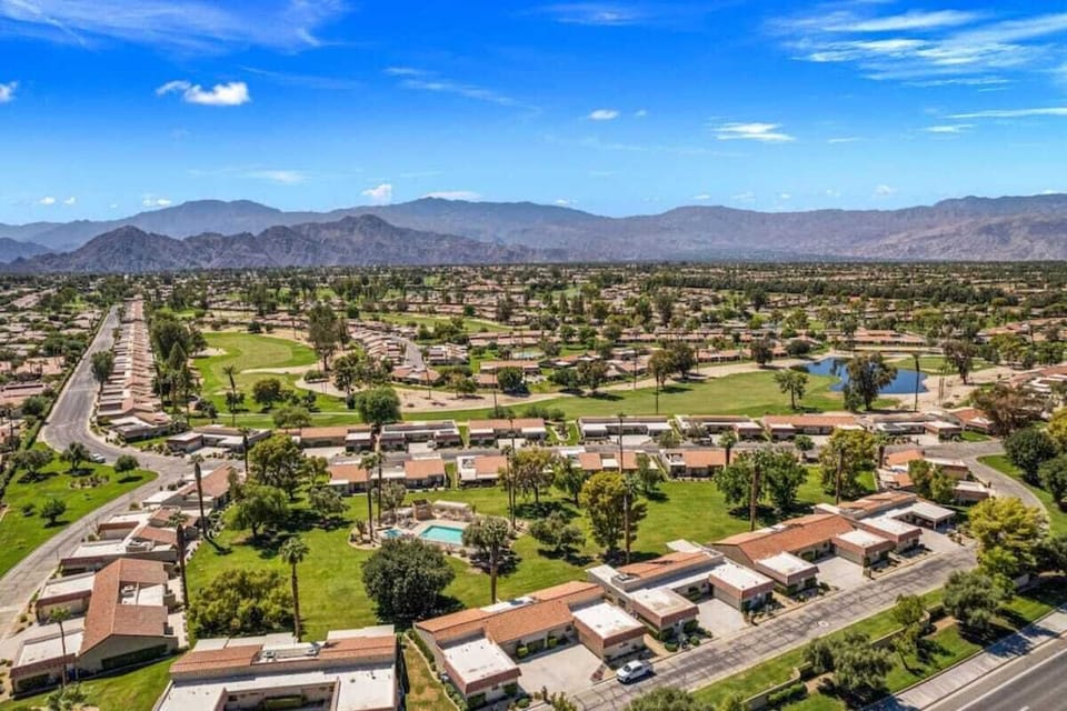 Desert mountain backdrop surrounds property