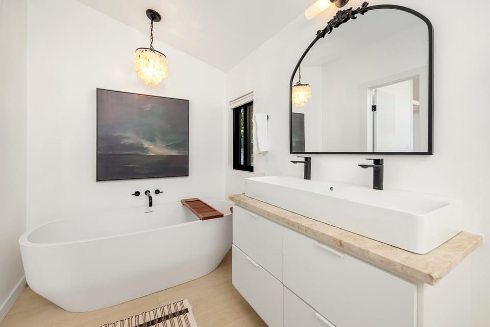 This bathroom features a large soaking tub.
