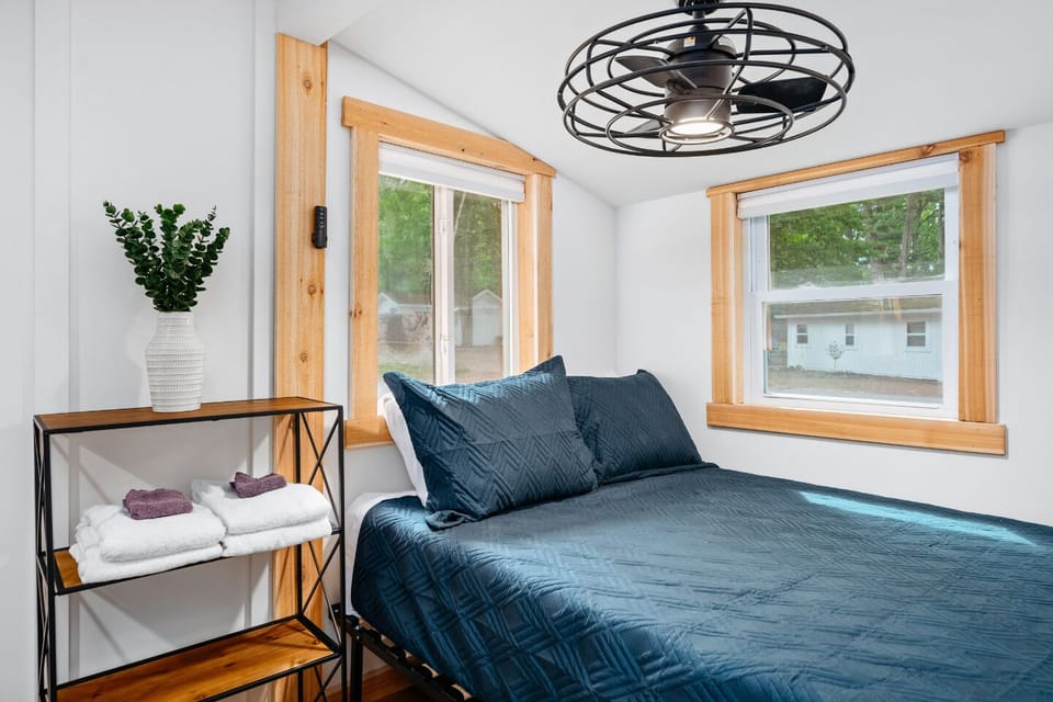Bright space with stylish decor and a peaceful view—your serene getaway awaits!