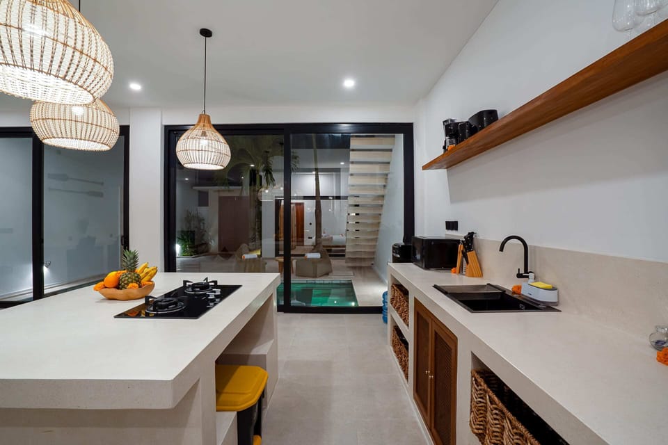 Basic Villa | Private kitchen | Fridge, microwave, stovetop, electric kettle