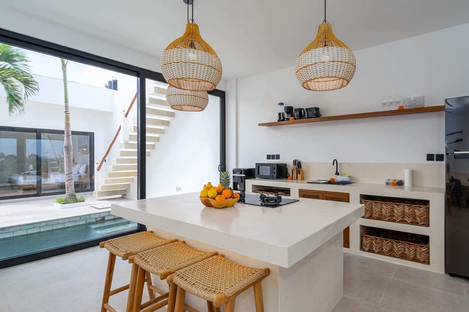 Basic Villa | Private kitchen | Fridge, microwave, stovetop, electric kettle