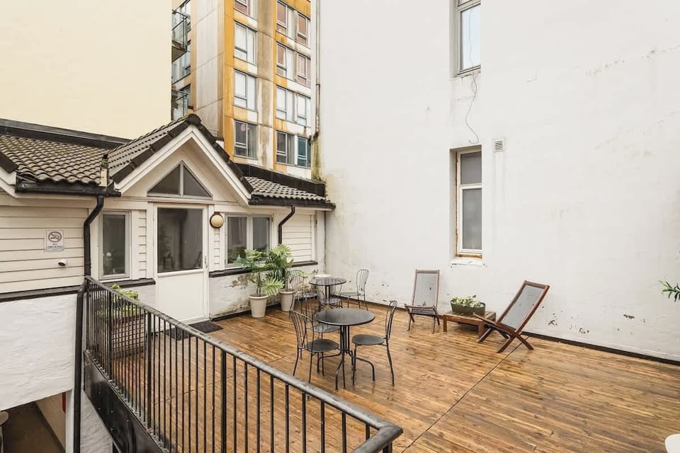 The outside area is perfect for enjoying your morning coffee or a quiet evening outdoors.