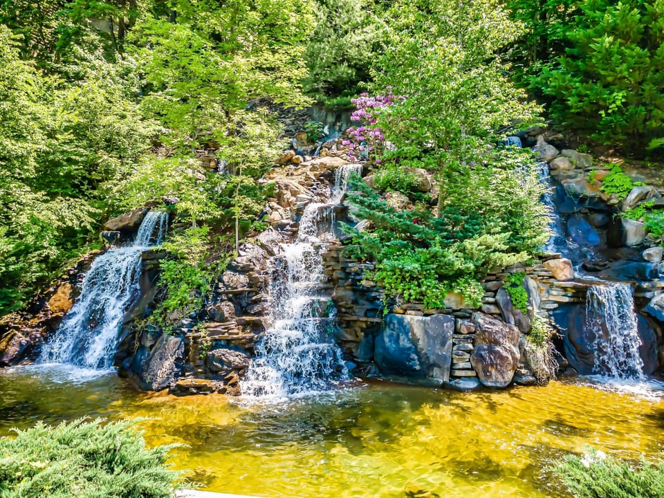 Swim under the sun, with waterfalls as your backdrop—nature’s perfect pool day.
