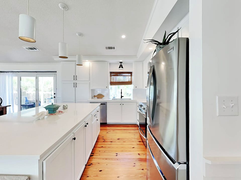 Condo, Multiple Beds, Patio, Ocean View (Oceanside Unit A) | Private kitchen | Fridge, microwave, oven, stovetop