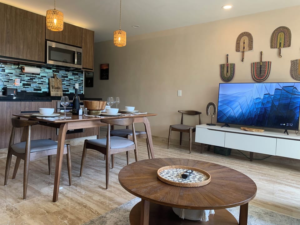 Bright dining area perfect for meals or remote work