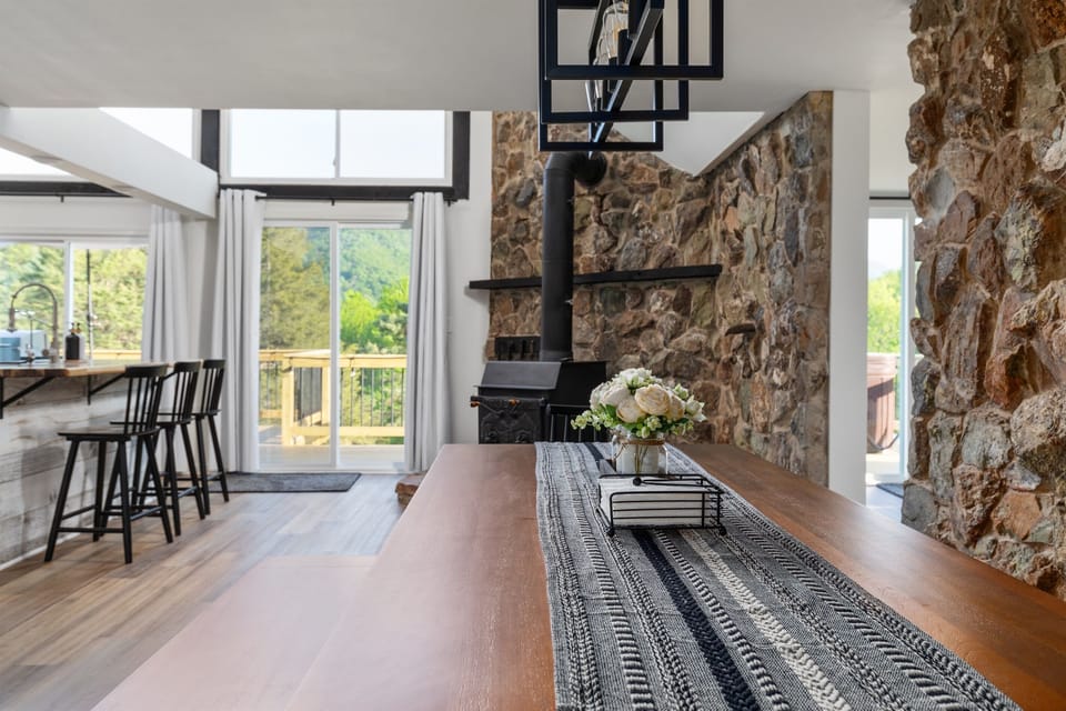 Mountain view from the dining area