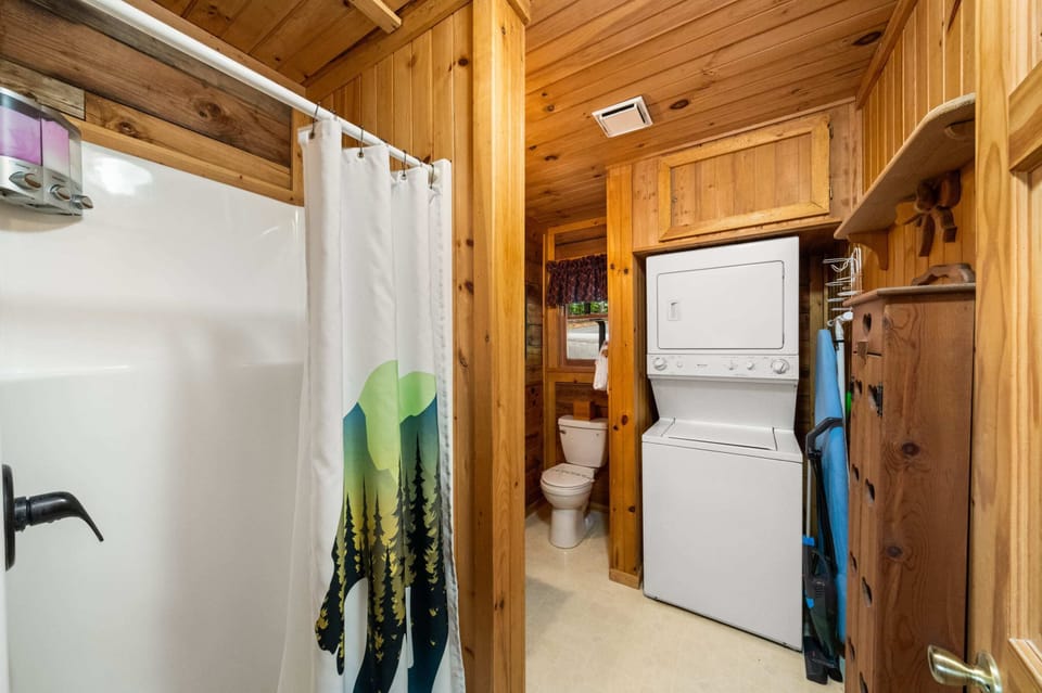 We also have a stacked washer/dryer unit in the primary ensuite bathroom.