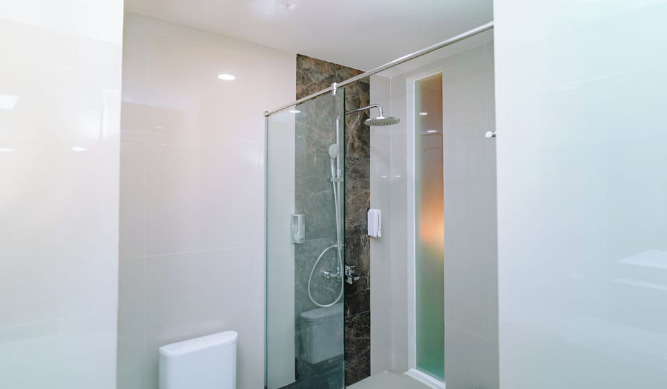 Deluxe Twin Room | Bathroom | Shower, towels, soap, shampoo