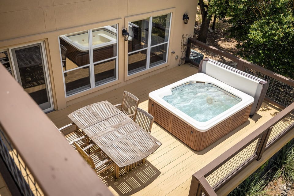 Hot tub heaven with panoramic countryside views.