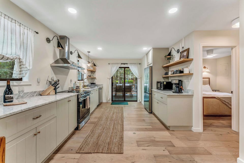 Modern kitchen featuring sleek stainless steel appliances!