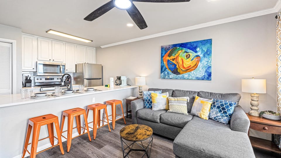 Kitchen & den open concept