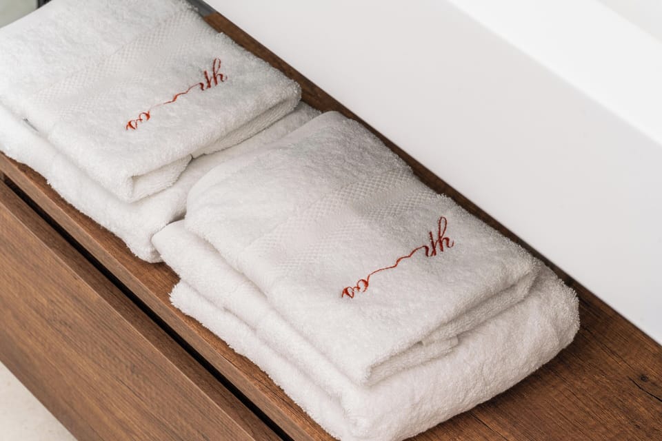 Shower, rainfall showerhead, hair dryer, slippers